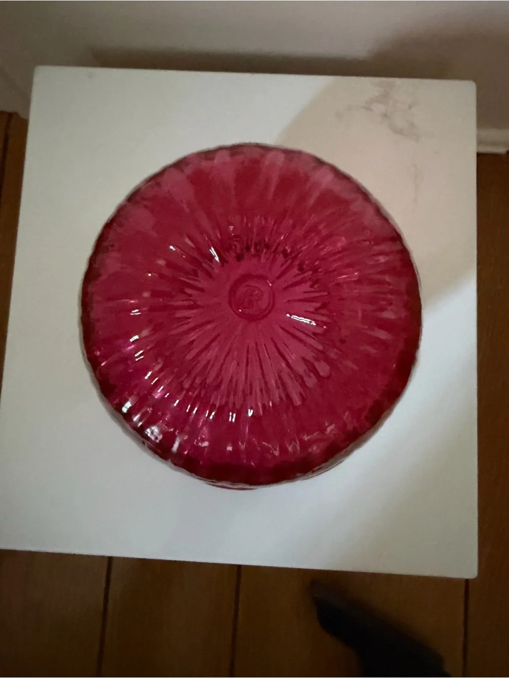 Vintage Cranberry clear glass vases w fluted details. Set of 2